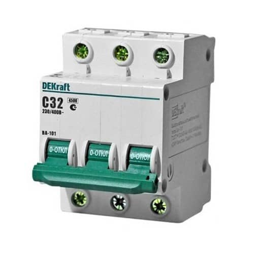Купить Автоматический выключатель DEKraft ВА-101 3п C 32А 4.5кА по низкой цене