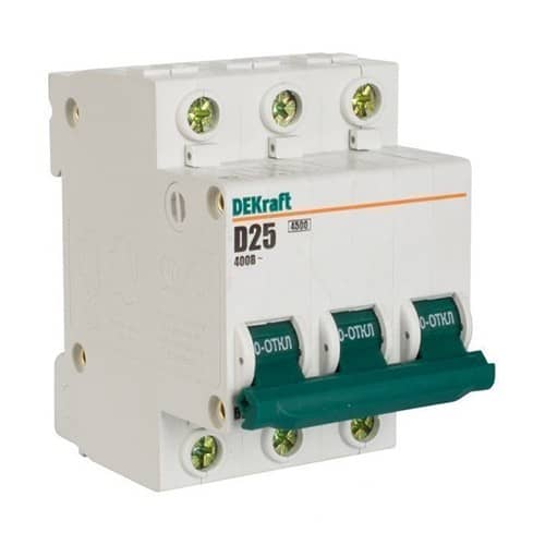 Купить Автоматический выключатель DEKraft ВА-101 3п D 25А 4.5кА по низкой цене