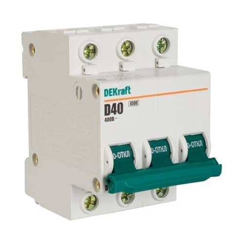 Купить Автоматический выключатель DEKraft ВА-101 3п D 40А 4.5кА по низкой цене