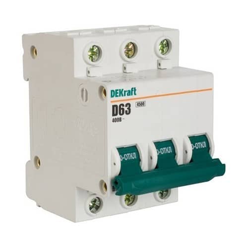 Купить Автоматический выключатель DEKraft ВА-101 3п D 63А 4.5кА по низкой цене