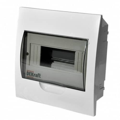 Купить Бокс DEKraft ЩРВ-П-8 IP41 8-ти модульный пластиковый встроенный по низкой цене
