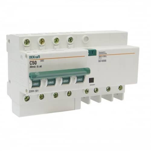 Купить Автоматический выключатель DEKraft ДИФ-101 4п C 50А 30мА тип AC 4.5кА дифференциального тока по низкой цене