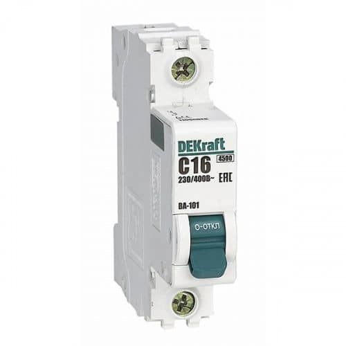 Купить Автоматический выключатель DEKraft ВА-101 1п C 16А 4.5кА по низкой цене