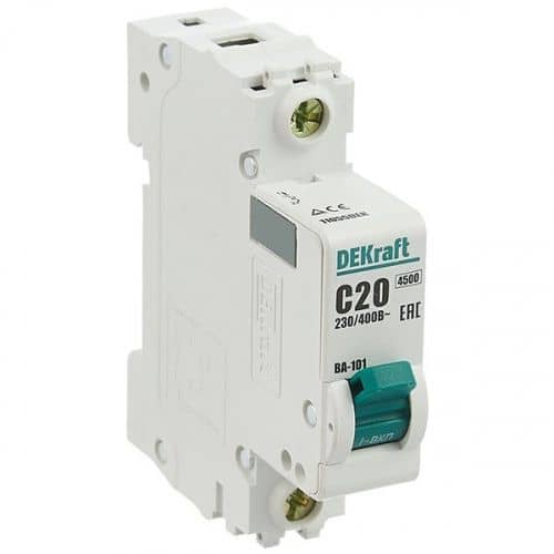 Купить Автоматический выключатель DEKraft ВА-101 1п C 20А 4.5кА по низкой цене