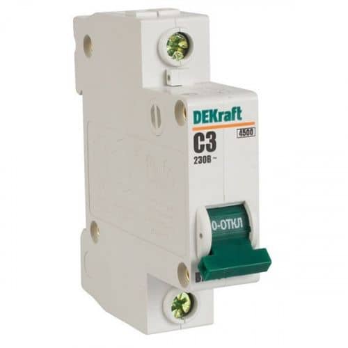 Купить Автоматический выключатель DEKraft ВА-101 1п C 3А 4.5кА по низкой цене