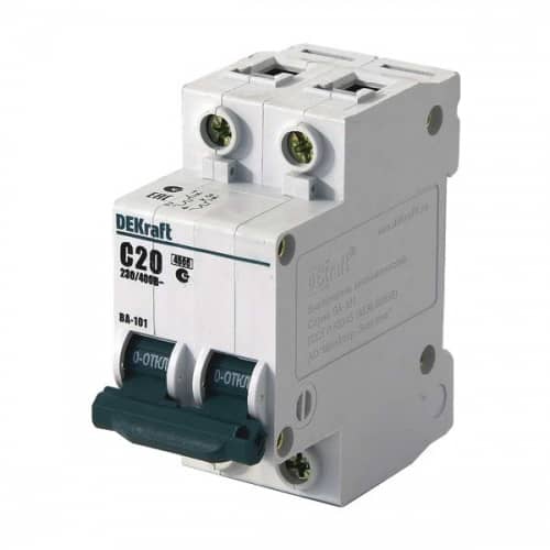 Купить Автоматический выключатель DEKraft ВА-101 2п C 20А 4.5кА по низкой цене