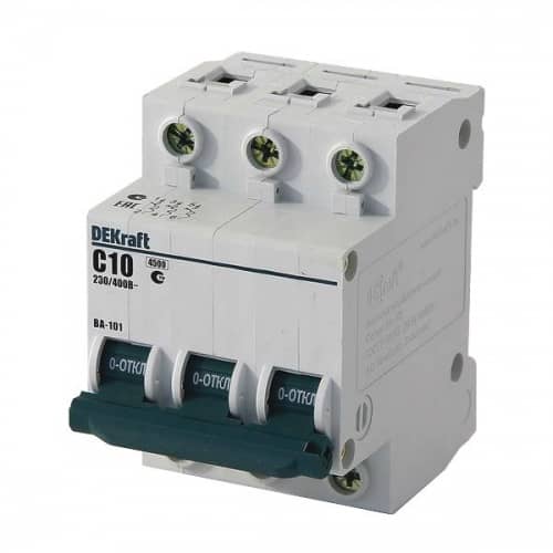 Купить Автоматический выключатель DEKraft ВА-101 3п C 10А 4.5кА по низкой цене
