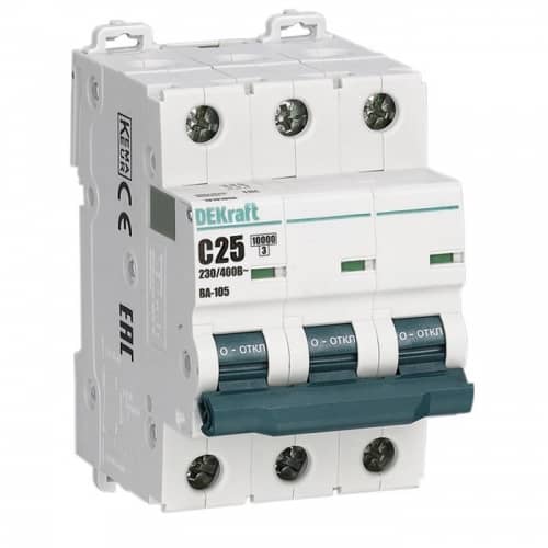 Купить Автоматический выключатель DEKraft ВА-105 3п C 25А 10кА по низкой цене