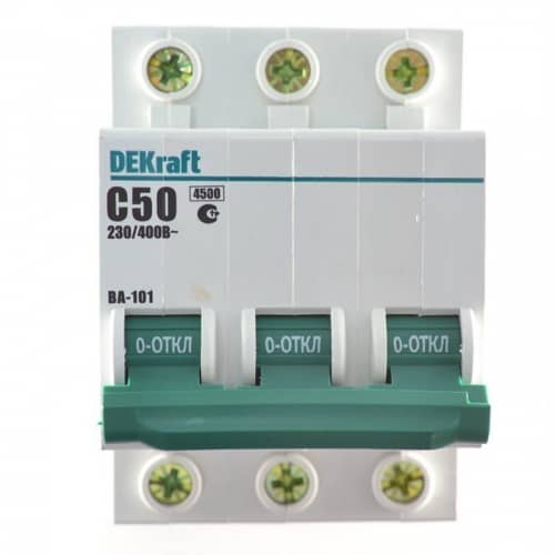 Купить Автоматический выключатель DEKraft ВА-101 3п C 50А 4.5кА по низкой цене