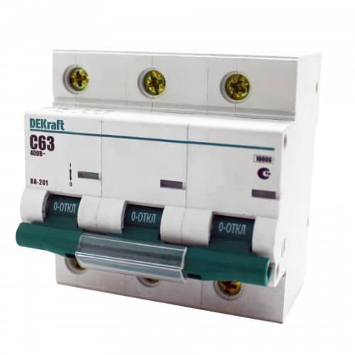 Купить Автоматический выключатель DEKraft ВА-201 3п C 63А 10кА по низкой цене