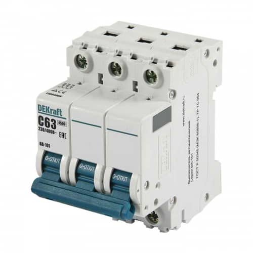 Купить Автоматический выключатель DEKraft ВА-101 3п C 63А 4.5кА по низкой цене