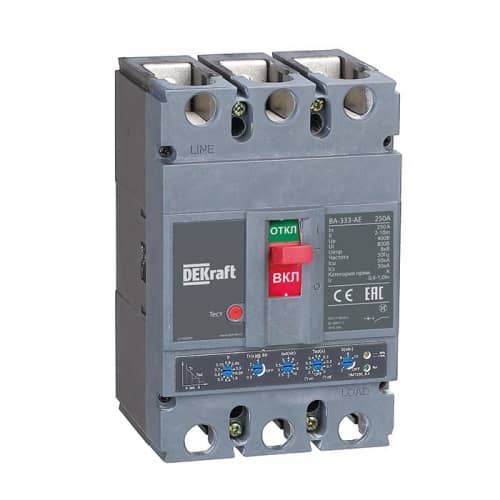 Купить Автоматический выключатель DEKraft ВА-333 АЕ с электронным расцепителем 250А 50кА по низкой цене