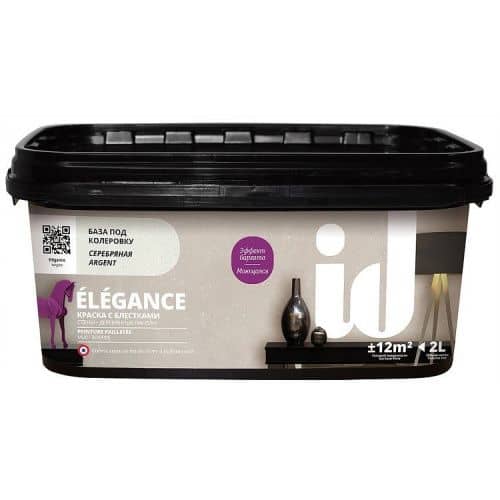 Купить Краска ID Elegance бархатная декоративная серебряная база с блестками 2 л по низкой цене