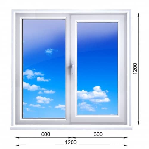 Купить Окно ПВХ Экоокна однокамерное двухстворчатое створка поворотно-откидная правая 1200х1200 мм по низкой цене