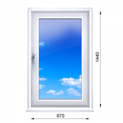 Купить Окно ПВХ Экоокна двухкамерное правое створка поворотно-откидная 870х1440 мм по низкой цене