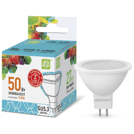 Купить Лампа ASD Standard JCDR 5,5W GU5.3 4000К светодиодная по низкой цене