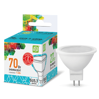 Купить Лампа ASD Standard JCDR 7,5W GU5.3 4000К светодиодная по низкой цене