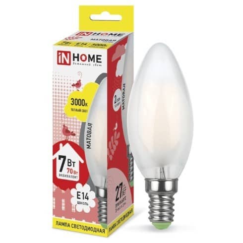 Купить Лампа In-Home Deco Свеча матовая 7W Е14 3000К светодиодная по низкой цене