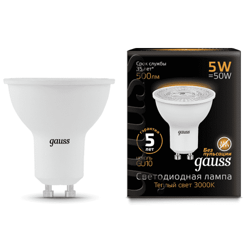 Купить Лампа Gauss LED MR16 5W GU10 2700K 101506105 светодиодная по низкой цене