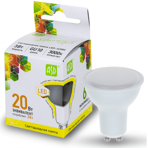 Купить Лампа ASD Standard JCDRC 3W GU10 3000К светодиодная по низкой цене