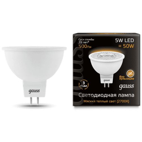 Купить Лампа Gauss 101505105 MR16 5W GU5.3 2700К Frost светодиодная по низкой цене