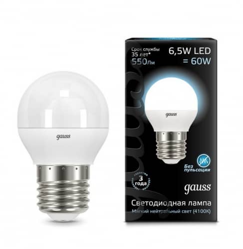 Купить Лампа Gauss 105102207 Globe E27 6.5W 4100К светодиодная по низкой цене