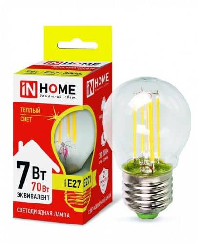 Купить Лампа In-Home Deco Шар прозрачная 7W Е27 3000К светодиодная по низкой цене