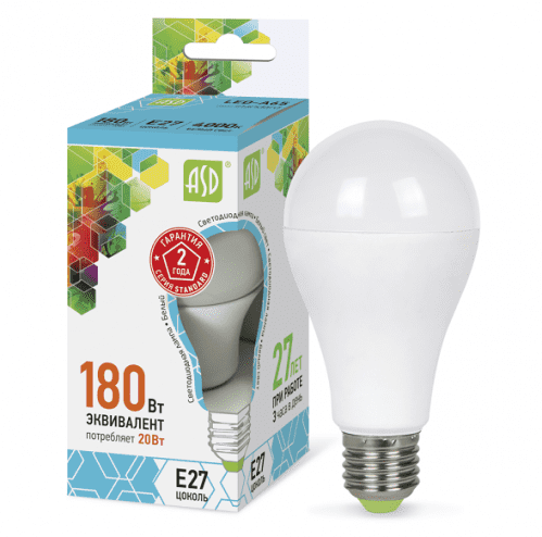 Купить Лампа ASD Standard A60 20W Е27 4000К светодиодная по низкой цене