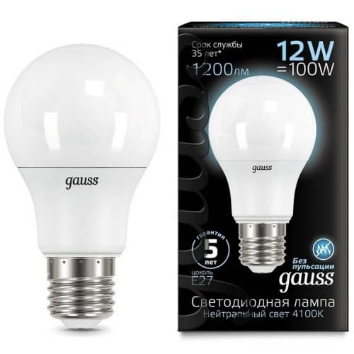 Купить Лампа Gauss 102502212 A60 12W E27 4100K светодиодная по низкой цене