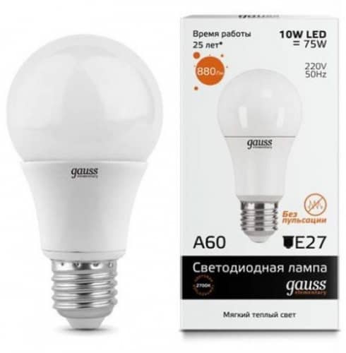 Купить Лампа Gauss 23210 Elementary A60 10W E27 2700K светодиодная по низкой цене