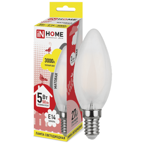 Купить Лампа In-Home Deco Свеча матовая 5W Е14 3000К светодиодная по низкой цене