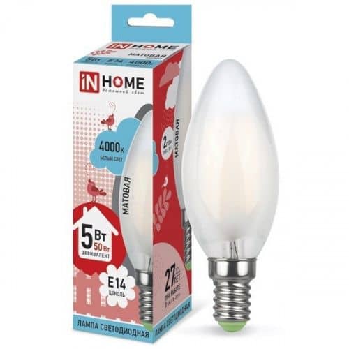 Купить Лампа In-Home Deco Свеча матовая 5W Е14 4000К светодиодная по низкой цене
