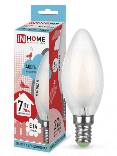 Купить Лампа In-Home Deco Свеча матовая 7W Е14 4000К светодиодная по низкой цене