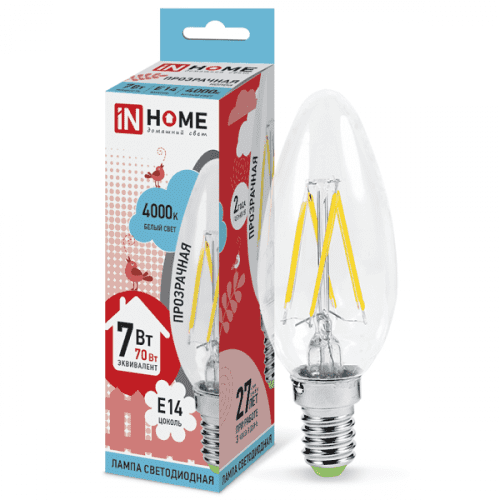 Купить Лампа In-Home Deco Свеча прозрачная 7W Е14 4000К светодиодная по низкой цене