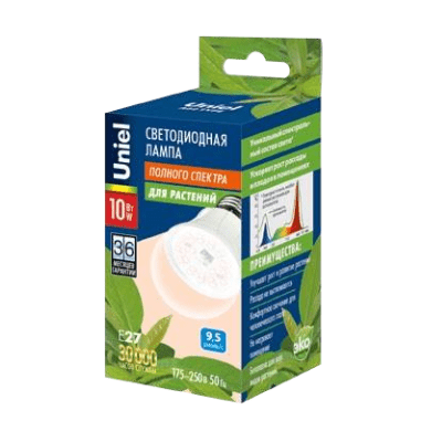 Купить Лампа Uniel LED-A60-10W/SPFR/E27/CL PLP01WH полного спектра для растений светодиодная по низкой цене