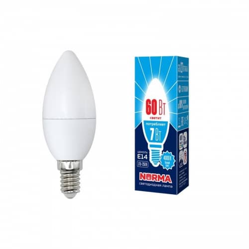 Купить Лампа Volpe Norma LED-C37-7W/NW/E14/FR/NR 4000K светодиодная по низкой цене