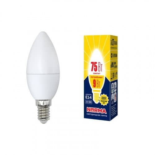 Купить Лампа Volpe Norma LED-C37-9W/WW/E14/FR/NR 3000K светодиодная по низкой цене