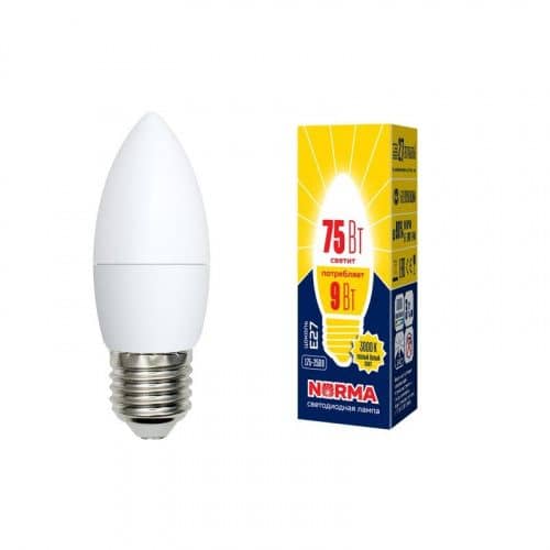 Купить Лампа Volpe Norma LED-C37-9W/WW/E27/FR/NR 3000K светодиодная по низкой цене