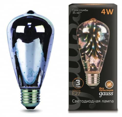 Купить Лампа Gauss 147802404 3D-Butterfly E27 4W светодиодная по низкой цене
