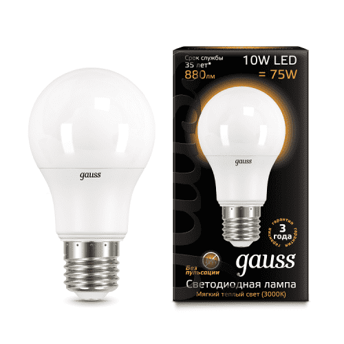 Купить Лампа Gauss 102502110 A60 10W E27 3000K светодиодная по низкой цене