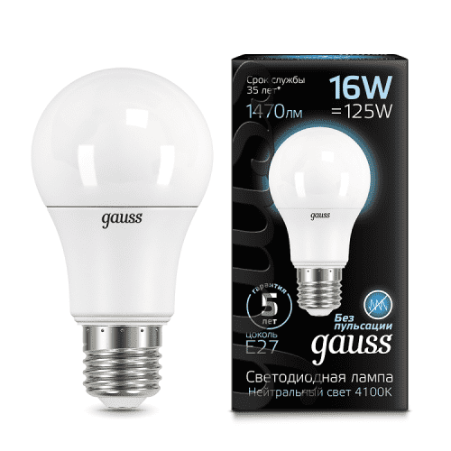 Купить Лампа Gauss 102502216 A60 16W E27 4100K светодиодная по низкой цене