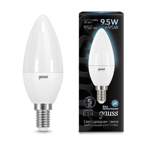 Купить Лампа Gauss 103101210 Candle E14 9.5W 4100К светодиодная по низкой цене