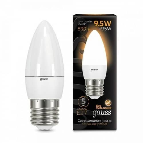 Купить Лампа Gauss 103102110 Candle E27 9.5W 3000К светодиодная по низкой цене