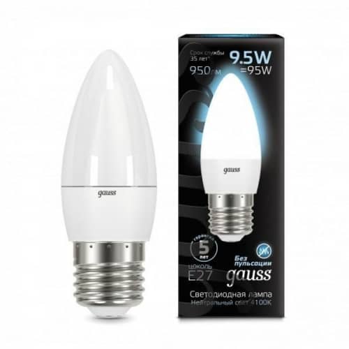 Купить Лампа Gauss 103102210 Candle E27 9.5W 4100К светодиодная по низкой цене