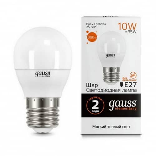 Купить Лампа Gauss 53210 Elementary Globe 10W E27 3000K светодиодная по низкой цене