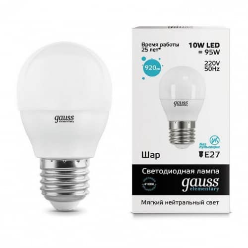 Купить Лампа Gauss 53220 Elementary Globe 10W E27 4100K светодиодная по низкой цене