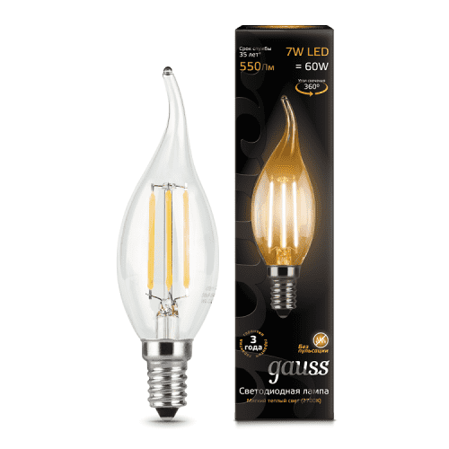 Купить Лампа Gauss 104801107 Filament Candle tailed E14 7W 2700К светодиодная по низкой цене