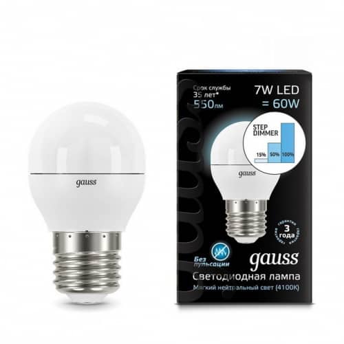 Купить Лампа Gauss 105102207-S Globe E27 7W 4100K step dimmable светодиодная по низкой цене