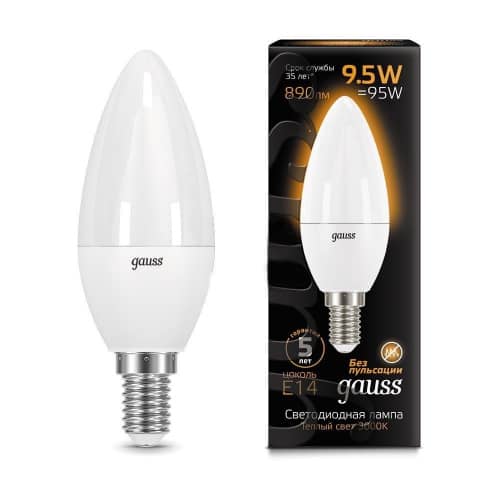Купить Лампа Gauss 103101110 Candle E14 9.5W 3000К светодиодная по низкой цене