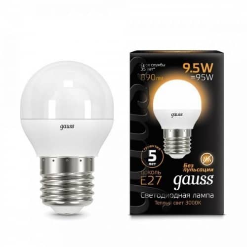 Купить Лампа Gauss 105102110 Globe E27 9.5W 3000K светодиодная по низкой цене
